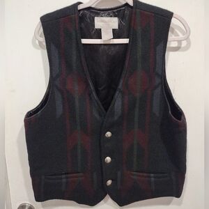Native Jackets Santa Fe NM Aztec Print Wool Blend Vest Men's  L American Indian